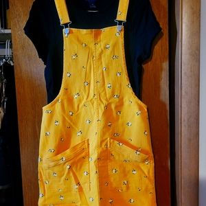 Floral print jumper overall dress